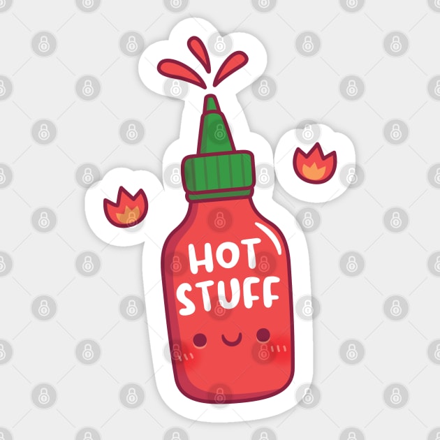 Cute Hot Stuff Spicy Chili Sauce Bottle Sticker by rustydoodle